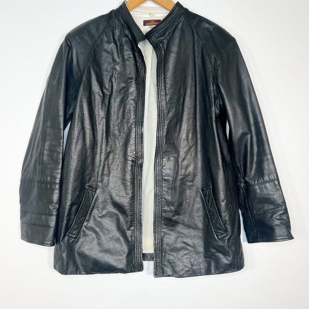 Vintage 80's Jordache Black Genuine Leather Jacket Coat Womens Sz M